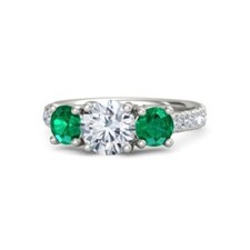 Wonderful Round Cut 2.10 CT Green Emerald  White Cubic Zirconia Engagement Ring