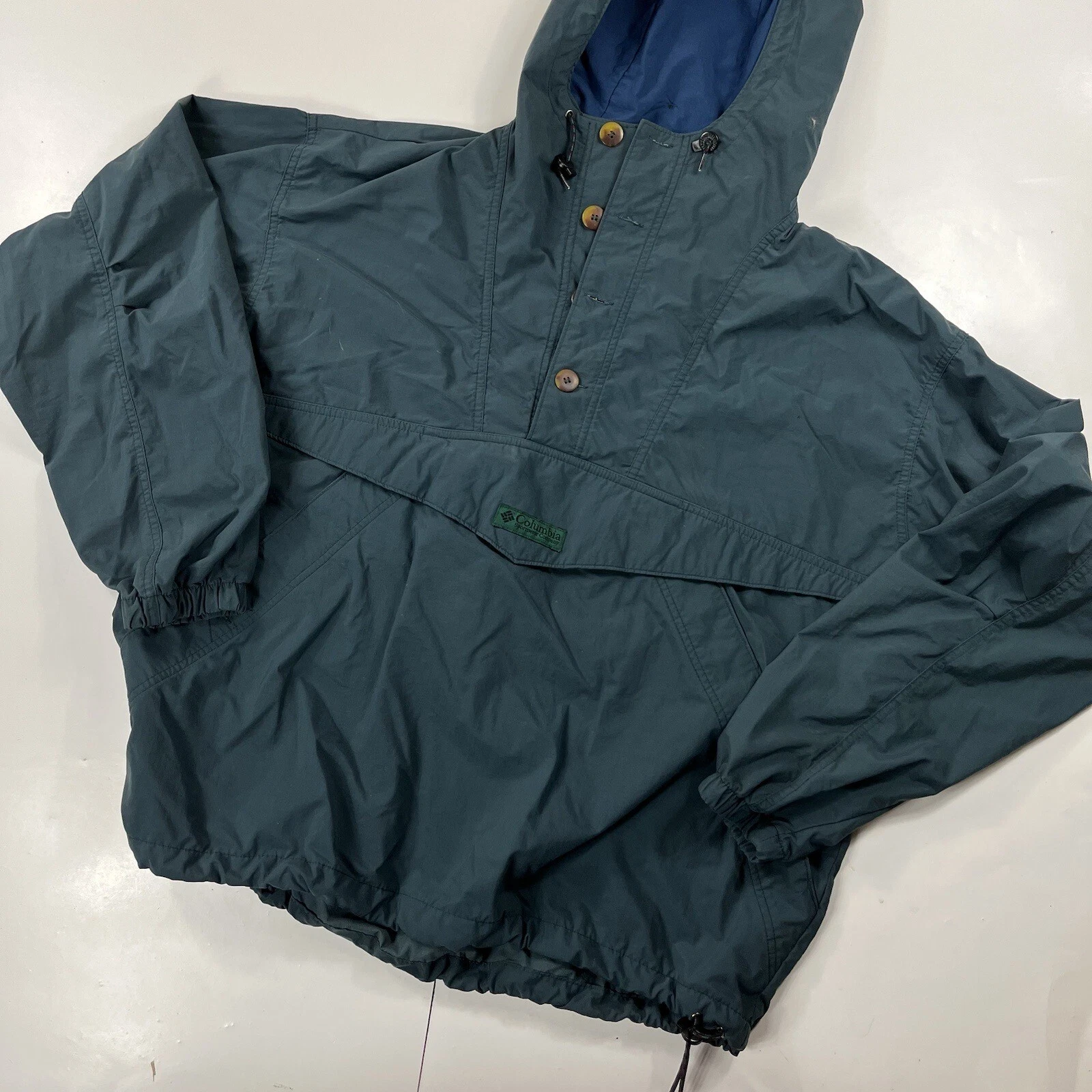 Columbia Jacket Large Green anorak Pullover nylon VTG 90s hiking