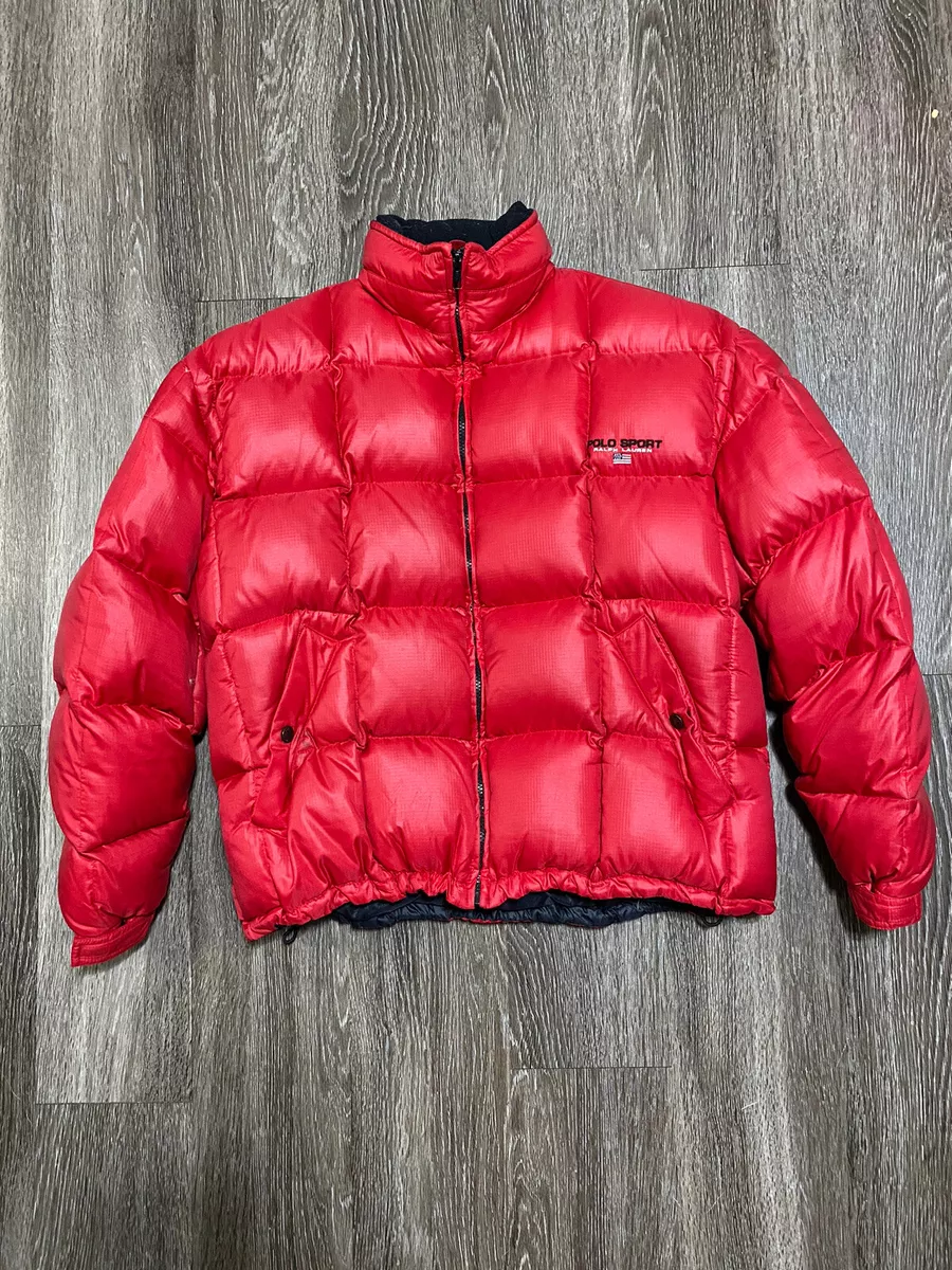 Vintage 90's Red Polo Sport Ralph Lauren ski Quilted Down Puffer Jacket  Small