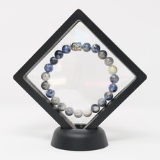 Natural Blue Beaded Gemstones w/ Silver Buddha Lucky Charm Bracelet Jewelry NEW