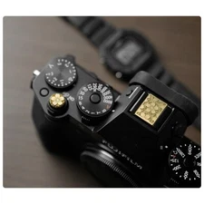 Brass Metal Hot Shoe Cover Shutter Button For Leica Sony Canon Nikon Fuji