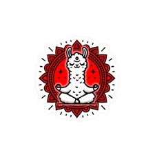 Meditating Llama Vinyl Sticker, Cute Spiritual Yoga Decal (Red & White)
