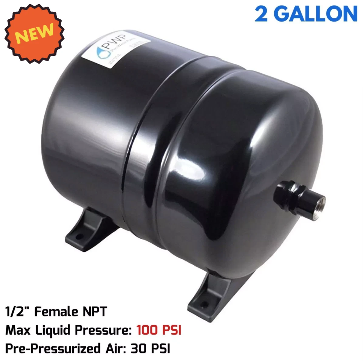 2 Gal RO Accumulator Expansion Tank 1/2" Female NPT for RV Travel Trailer Boat