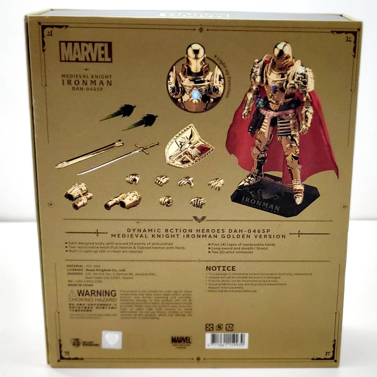 Beast Kingdom DAH Medieval Knight Iron Man Golden Armor PX Beast Kingdom DAH Medieval Knight Iron Man Golden Armor PX