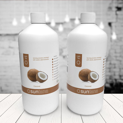 2 x 1000ml Suntana KOKOSNUSS duftendes Spray hellbraune Lösung (8% DHA) 2 Liter Packung