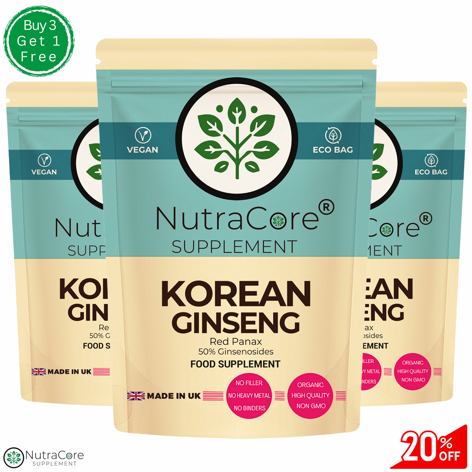 Weißer koreanischer Ginseng Kapseln 5000 mg (50 % Ginsenosid) unterstützen die allgemeine Gesundheit