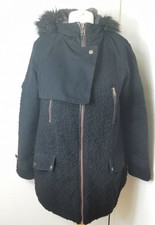 Label Lab Coat Black Teddy Bear Size 10 Ladies Hooded Warm Quilted Coat