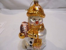 TENNESSEE VOLS SNOWMAN ORNAMENT 6"X4" ORIG BOX MADE IN POLAND BLOWN GLASS NIB