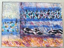 TABLEAU MODERNE ART ABSTRAIT SIGNATURE À IDENTIFIER ANDERSON ? 19 x 14 CM