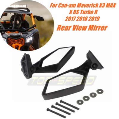 Black Rear View Mirrors Wide Viewing Rang For Can-am Maverick X3 MAX 2017-2019