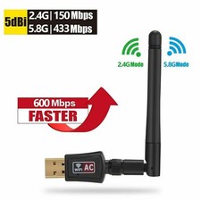 AC600 Mbps Dual Band 2.4/5Ghz USB W/Antenna WiFi Adapter For Dell HP Lenovo Asus