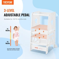 Uimoso Tower Step Stool for Toddlers Kids 3-Level Height Adjustable 350LBS White