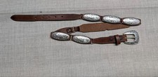 vintage USA made JUSTIN leather CONCHO buckle belt 30 brown NATIVE AMERICAN