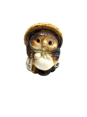 Japanese Shigaraki Ware Tanuki Raccoon Dog Ceramic Figurine Lucky Charm Pottery