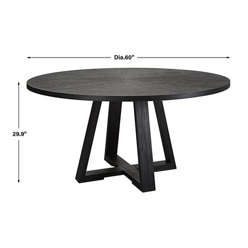 Uttermost Gidran Round Contemporary Wood Dining Table in Black - Picture 7 of 7