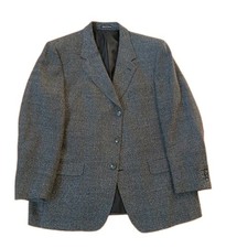 Vtg YSL Yves Saint Laurent Blazer Sz 46 Mens Gray Herringbone 100 Worsted Wool