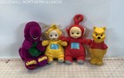 Vintage Winnie The Pooh Straw Cup + Barney &Teletubbies Plush Toys — photo 1