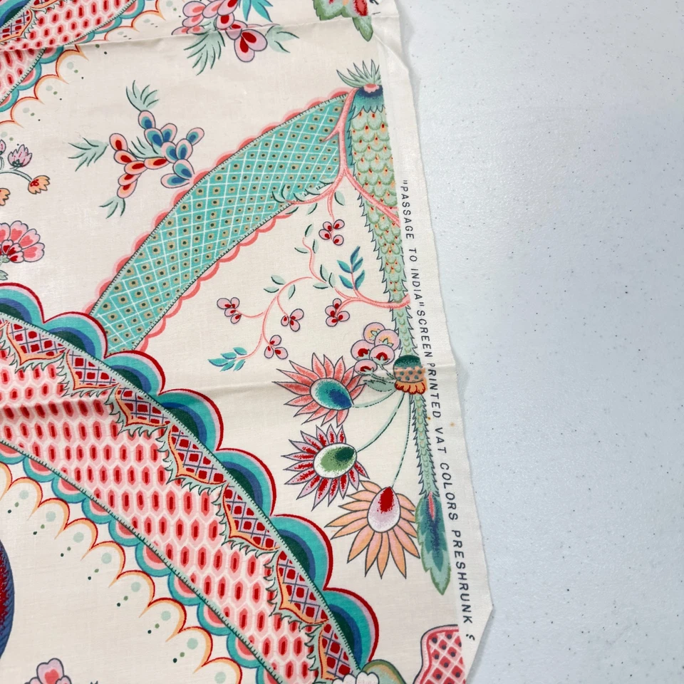 Tela tapicería vintage p kaufmann paso a la india rojo verde 23x32 Foto 4 de 4