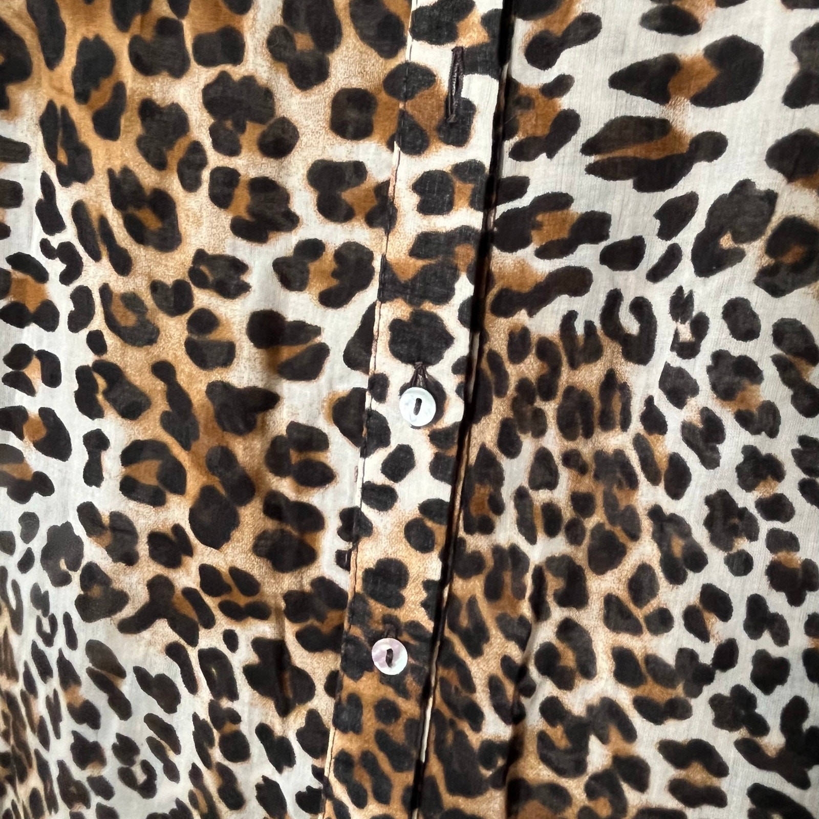 Zara Basic Sheer Leopard Print Button-Down Shirt … - image 3