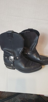Harley-Davidson Womens Black Leather Harness Boots Motorcycle Biker 
