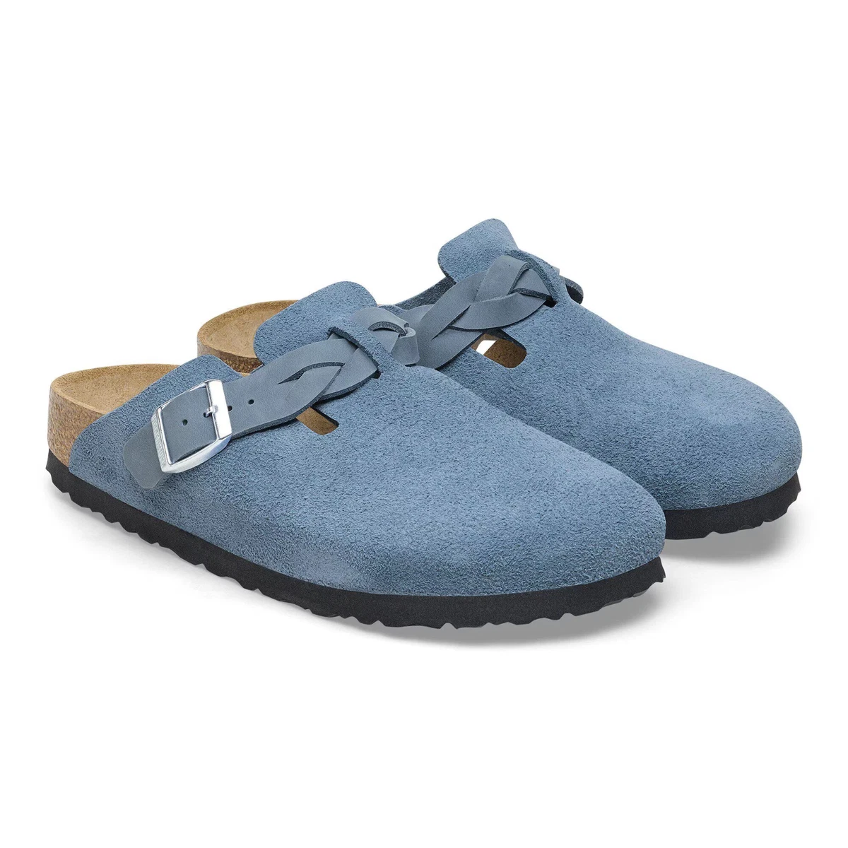 Birkenstock Boston Braided Suede Leather Women's Clogs Elemental Blue New