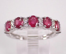 925 Sterling Silver 2.55Ct Oval Cut Lab Created Red Ruby Women's Band Ring