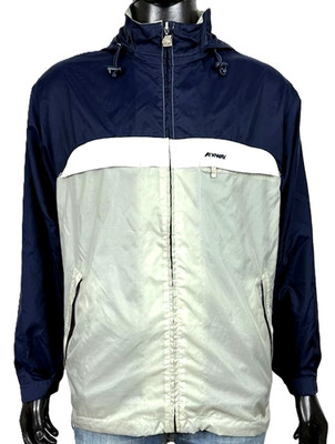 K-Way Herren Jacke M Flyway Blau Grau Vintage Windbreaker Regenjacke