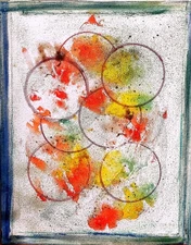 Color Circles Expressionism 16x20 Handmade Signed Original Art Home Design