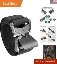 Military Tactical Belt - 1.5" Nylon Work Belt with Quick Release Buckle - Black