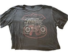 Burnout Tee L Black Los Angeles Thunder Motors 76 Washed Pullover Made in USA