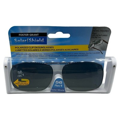 Foster Grant Solar Shield Polarized Clip On Sunglasses 56 Rec1 Gray Metal Frame
