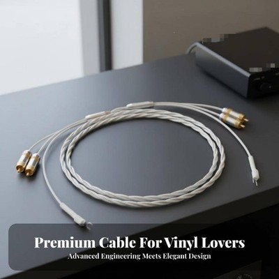 Phono Cinch Kabel mit Massekabel Twisted Pair Flecht für Vinyl Enthusiasten