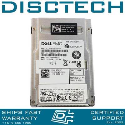 Dell 7N1WT / Kioxia KPM7XRUG7T68 7.68TB 2.5'' ME4/ME5 SAS 24Gbps Enterprise SSD