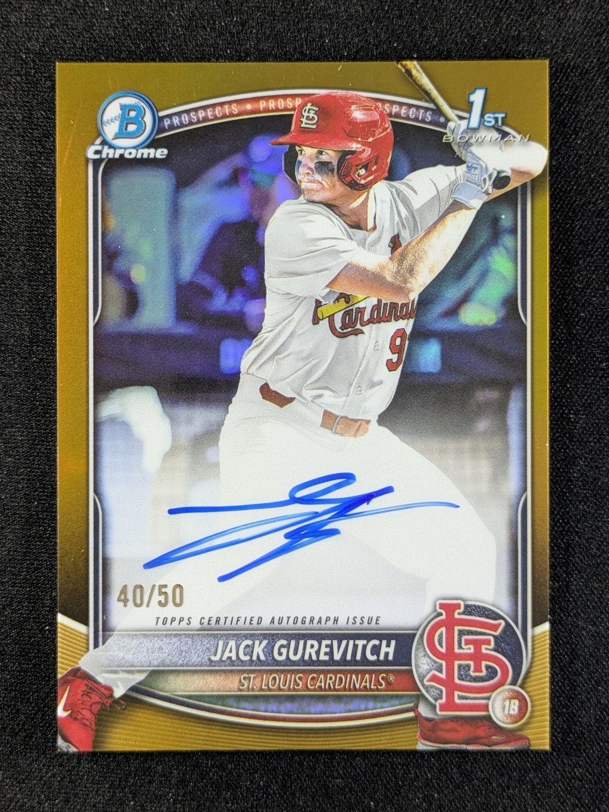 2025 Bowman Draft JACK GUREVITCH 40/50 1st Bowman Auto Gold Ref Chrome #CPA-JG