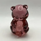 Fenton Cranberry Glass Bear Figurine Vintage Art Glass Pink Red Paperweight