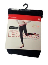 Women No Nonsense Cotton Leggings Size Medium 8-10 Black All Day Comfort