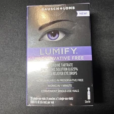 Bausch + Lomb Lumify Preservative Free Redness Reliever Eye Drops Exp 04/2026