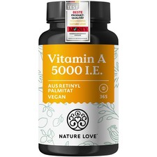 NATURE LOVE® Vegane Vitamin A - 365 Tabletten mit 5.000 IE …