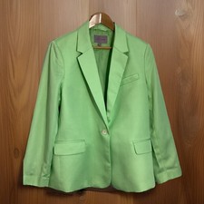Ana Jakobs Women’s Lime Green Linen Blend Blazer Size 16