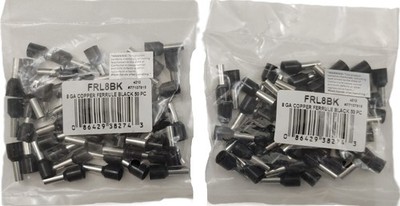 2 Lot Install Bay FRL8BK 8 Gauge Copper Ferrule Terminals Black - 50 per bag