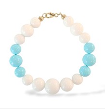 Bracciale con sfere in pasta di turchese e agata bianca  Argento 925 dorato