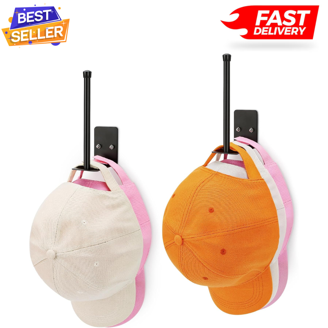 2-Pack Wall-Mounted Baseball Cap Organizer Rack for Hats Storage-image
