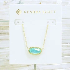 NWOT Kendra Scott Elisa Aqua Blue Illusion Necklace Gold Plated