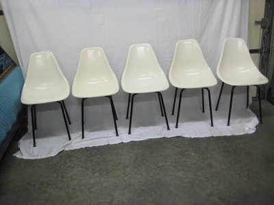 HERMAN MILLER  MIDCENTURY SET OF  FIVE CHAIRS