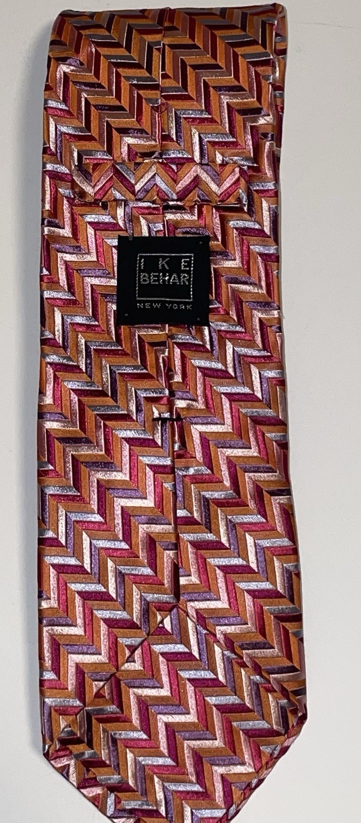 Ike Behar Orange/Multicolor Zig Zag Pattern Textu… - image 6