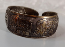 Tibetan Silver Elephant Cuff Bracelet - Raised Trunk - Boho - India -Vtg - Video