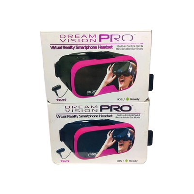 2 tzumi Dream Vision Pro VR Virtual Reality Smartphone Headset Pink iOS Android