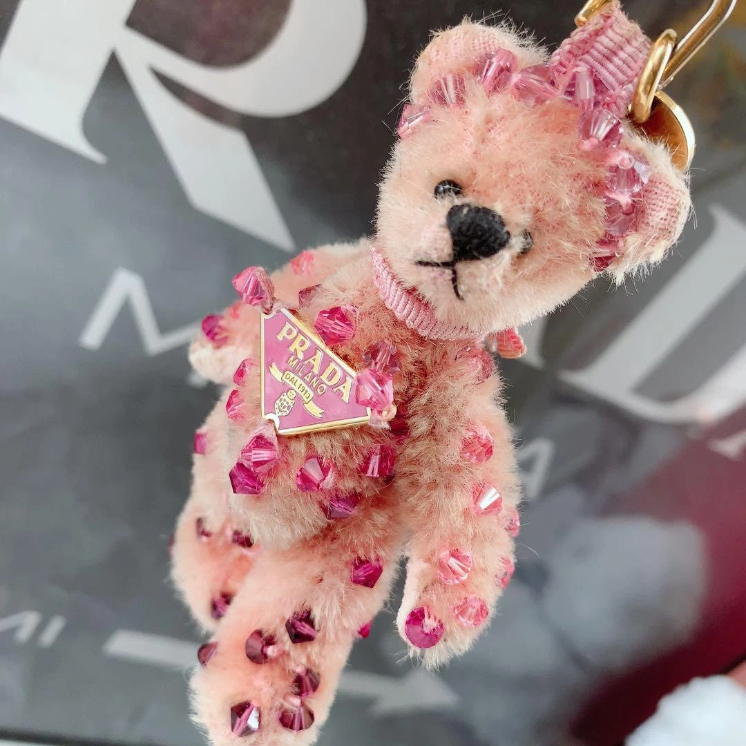 PRADA Key Ring Keychain Bag Charm Bear Pink Authentic