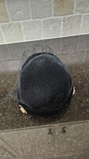Vintage Women's Black Pillbox Church Hat with Netting and Pearl Accents