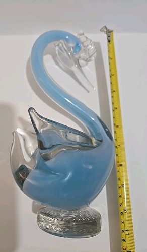 Vintage Italienisches Murano Glas Elegant Vogel Schwan Blau Klar - Bild 15 von 16